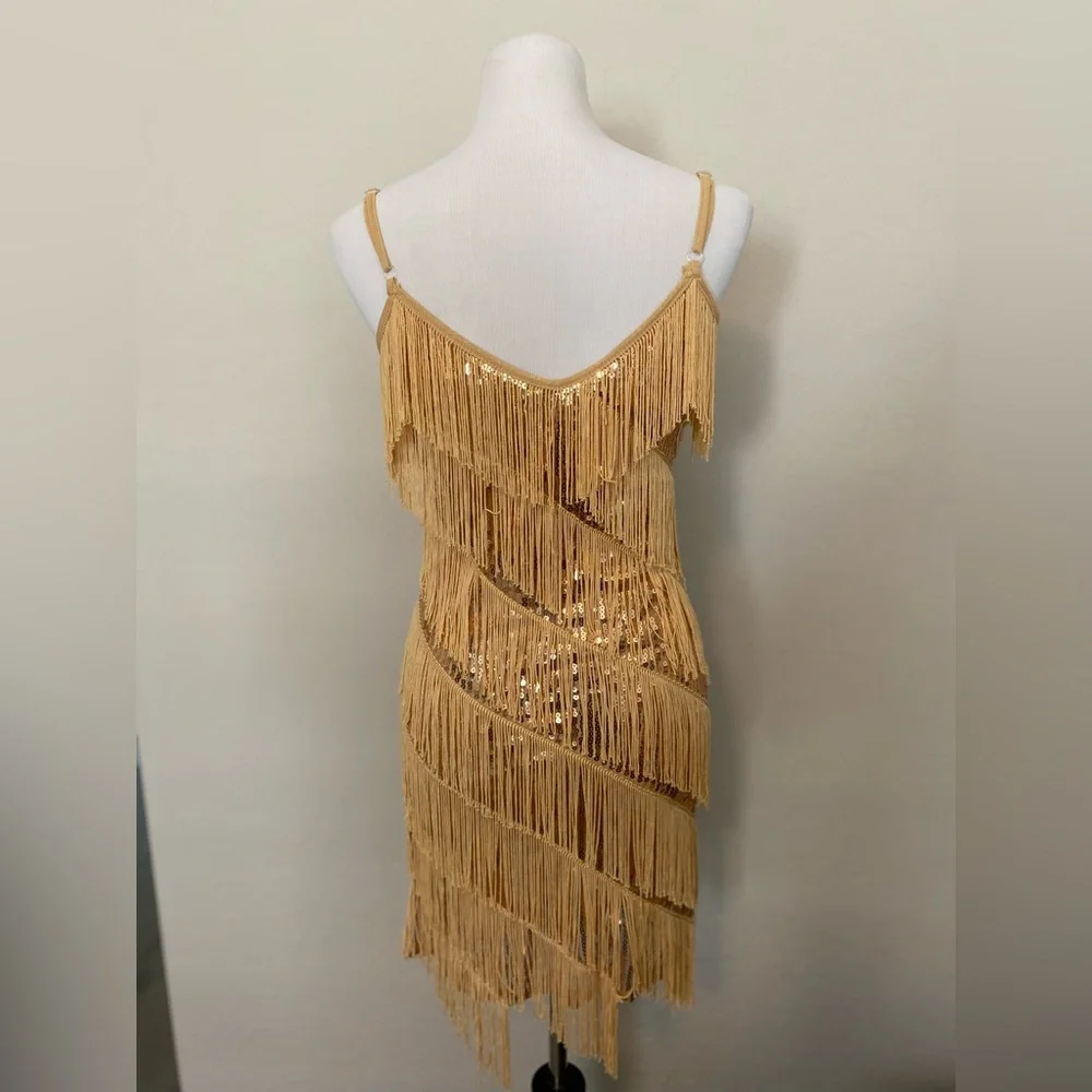 ❌Amazon Fringe Sequin Dress in Gold❌ - Picture 2 of 3
